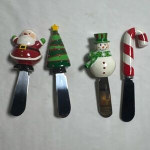 Boston Warehouse Mix Of 4 Cheeseboards Knives Christmas Spreaders Set